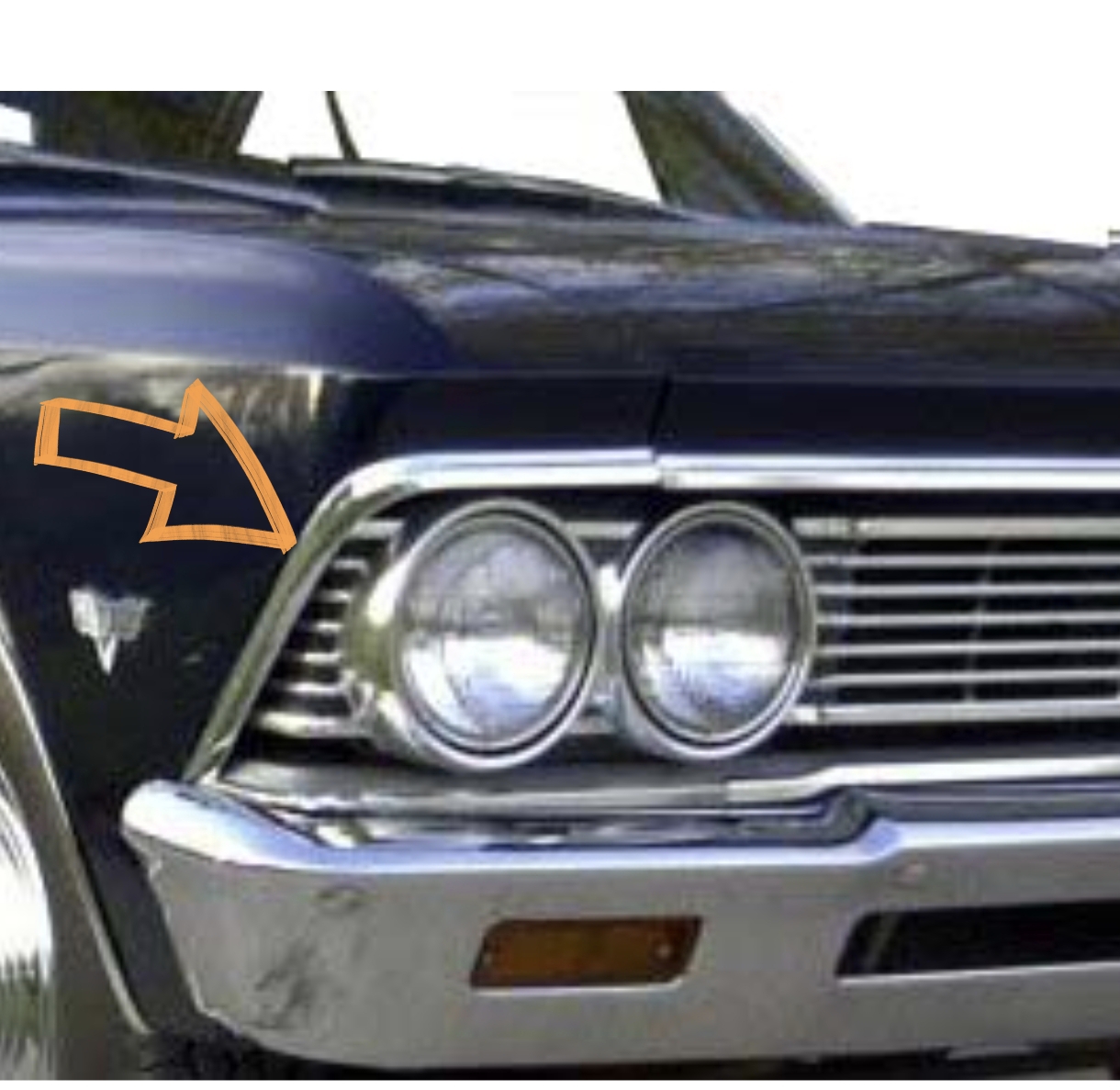 Friso do Canto da Grade Chevelle Malibu 1966 (Lado Passageiro)
